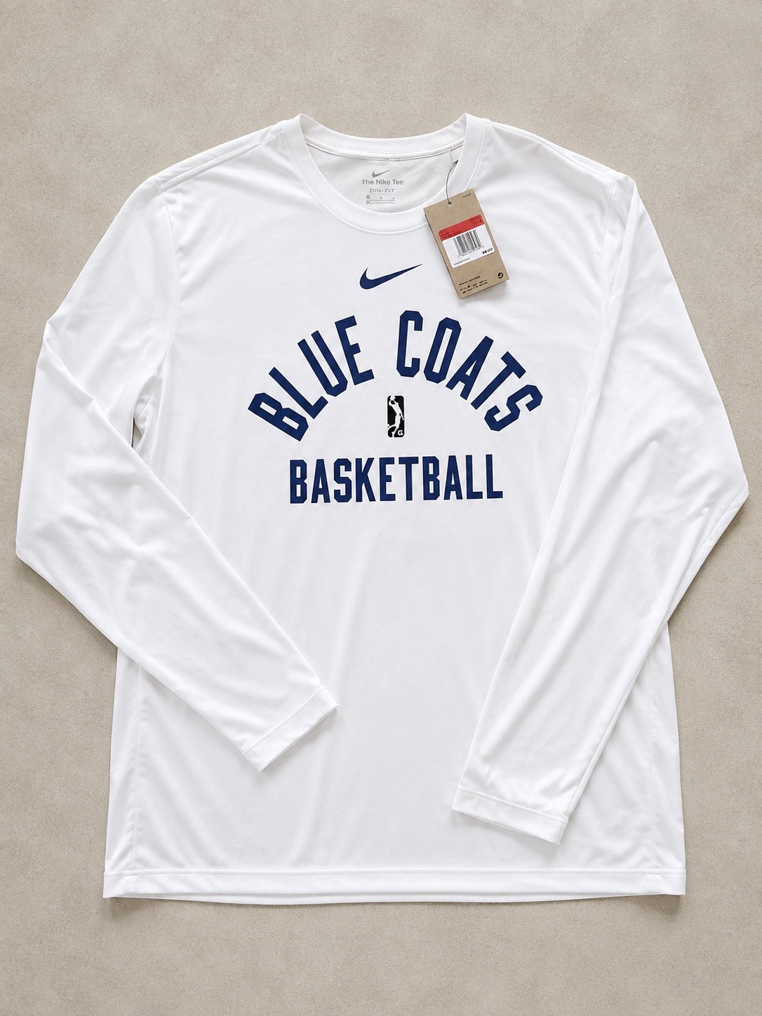 Nike Dri-FIT Blue Coats Basketball Long Sleeve Performance Shirt – White – Large