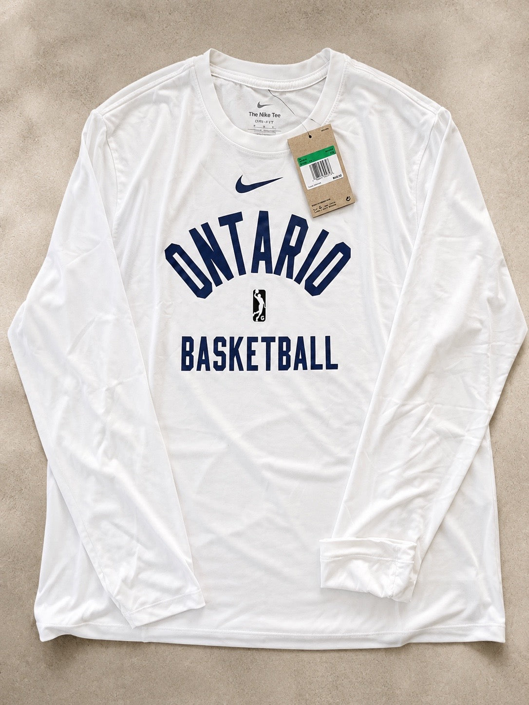 Nike Dri-FIT Ontario Basketball Long Sleeve Performance Shirt – White – XL