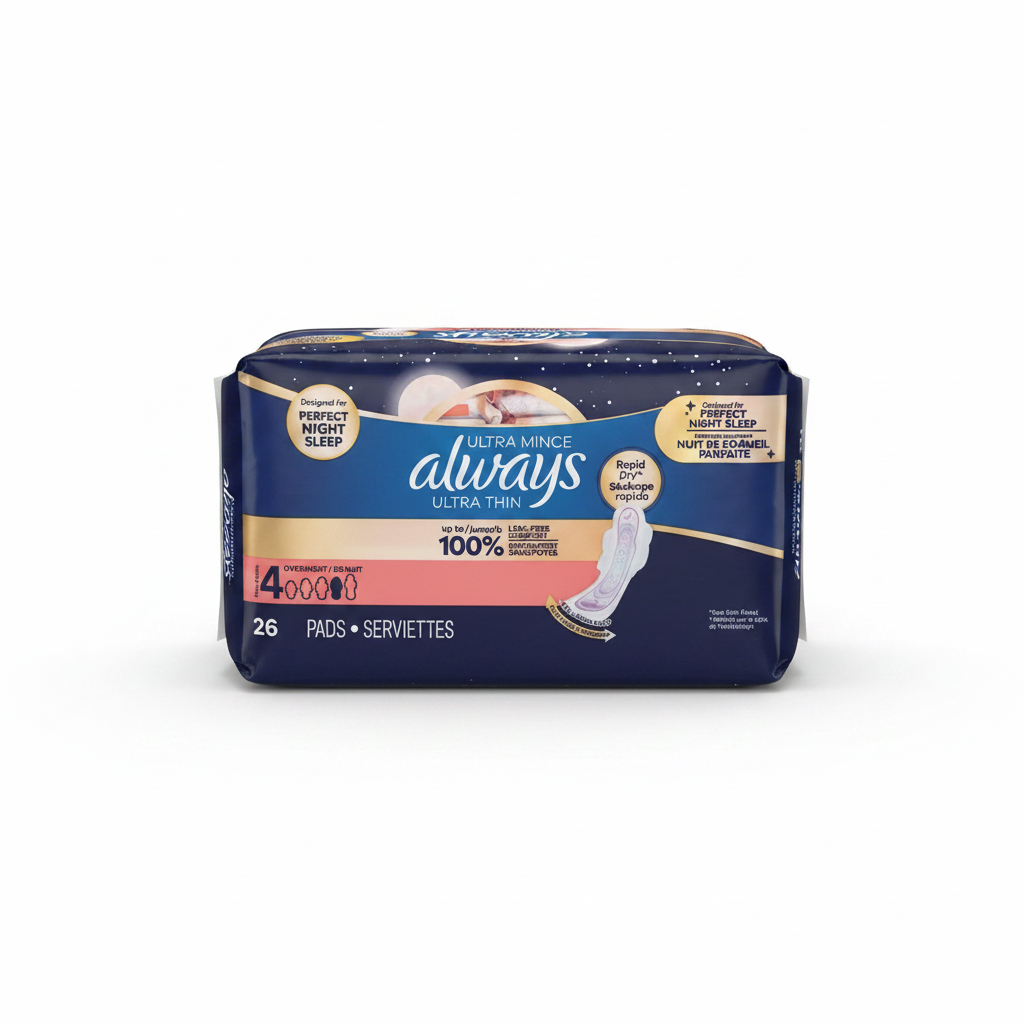 Always Ultra Thin Overnight Pads – Clean Product Image