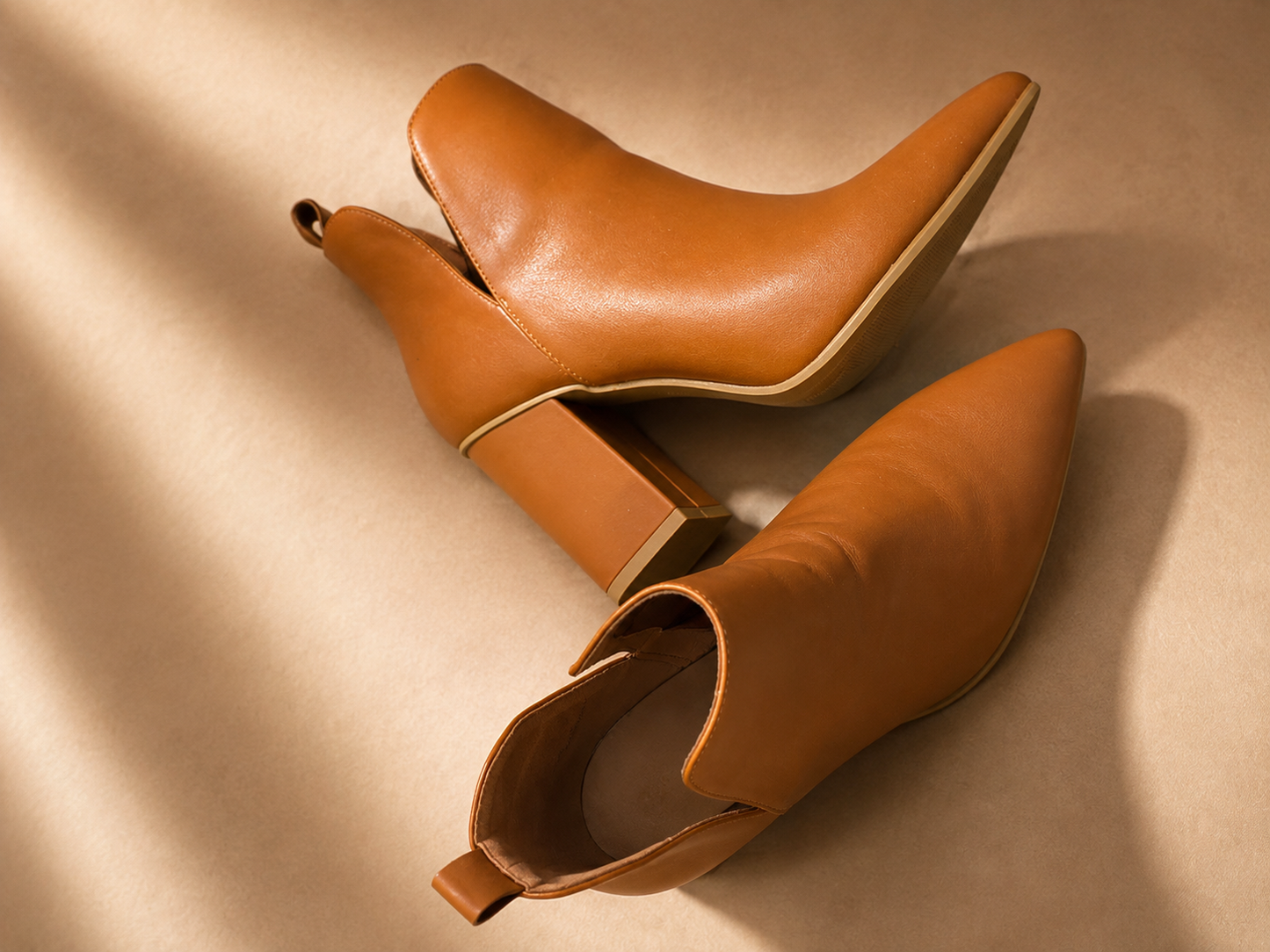 Women's Cognac Pointed Toe Ankle Boots