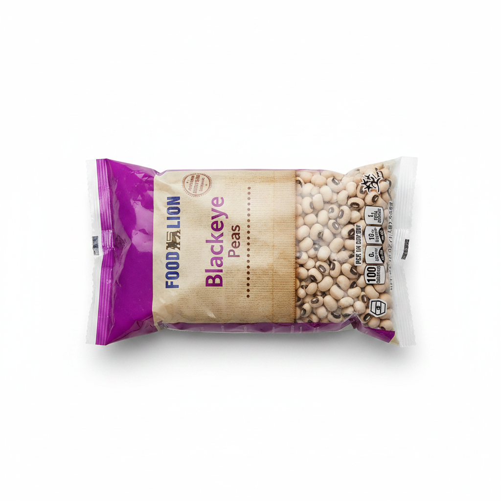 Food Lion Blackeye Peas 16 oz bag on clean white background