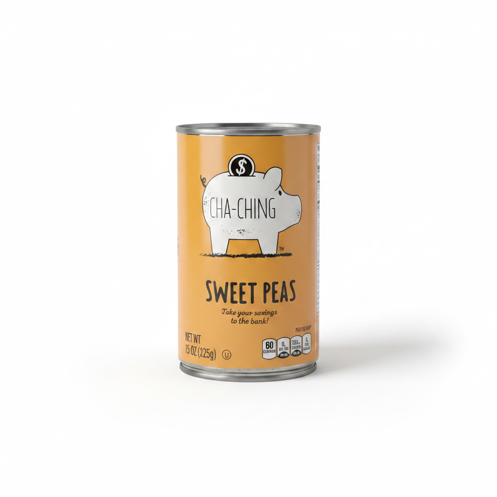 Cha-Ching Sweet Peas 15 oz can on clean white background