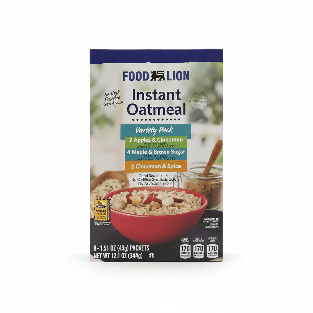 Food Lion Instant Oatmeal Variety Pack 8 packets box