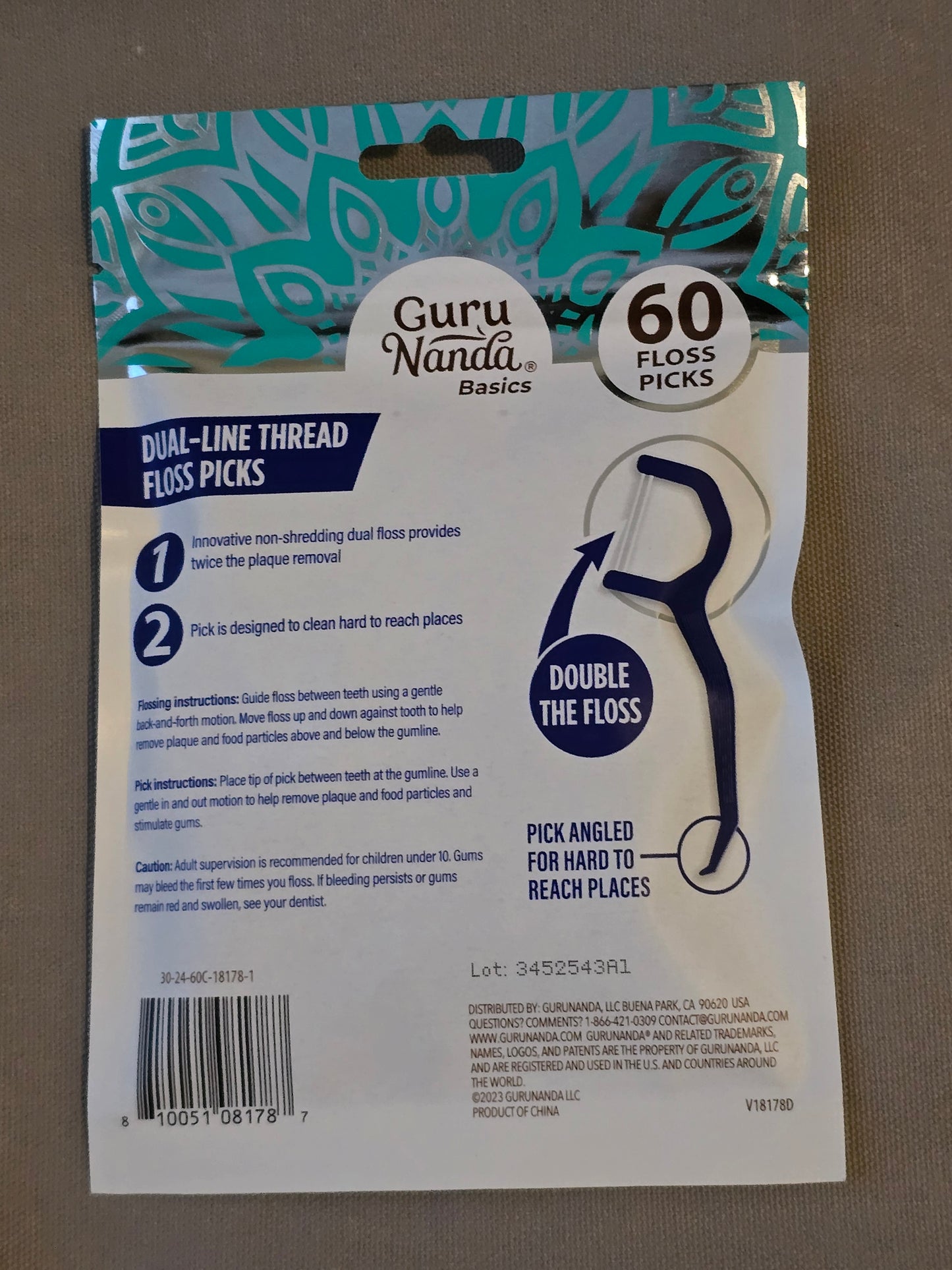 GuruNanda Basics Dual-Line Thread Floss Picks – 60 Count