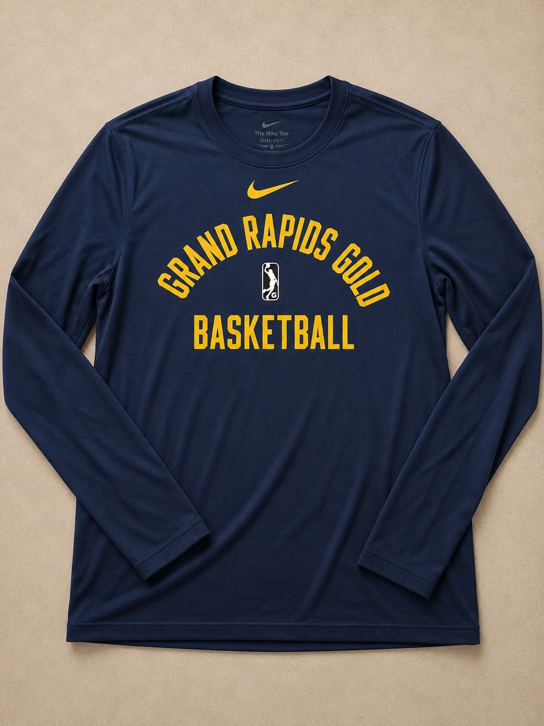 Nike Dri-FIT Grand Rapids Gold Basketball Long Sleeve Performance Shirt – Navy – XXL Tall