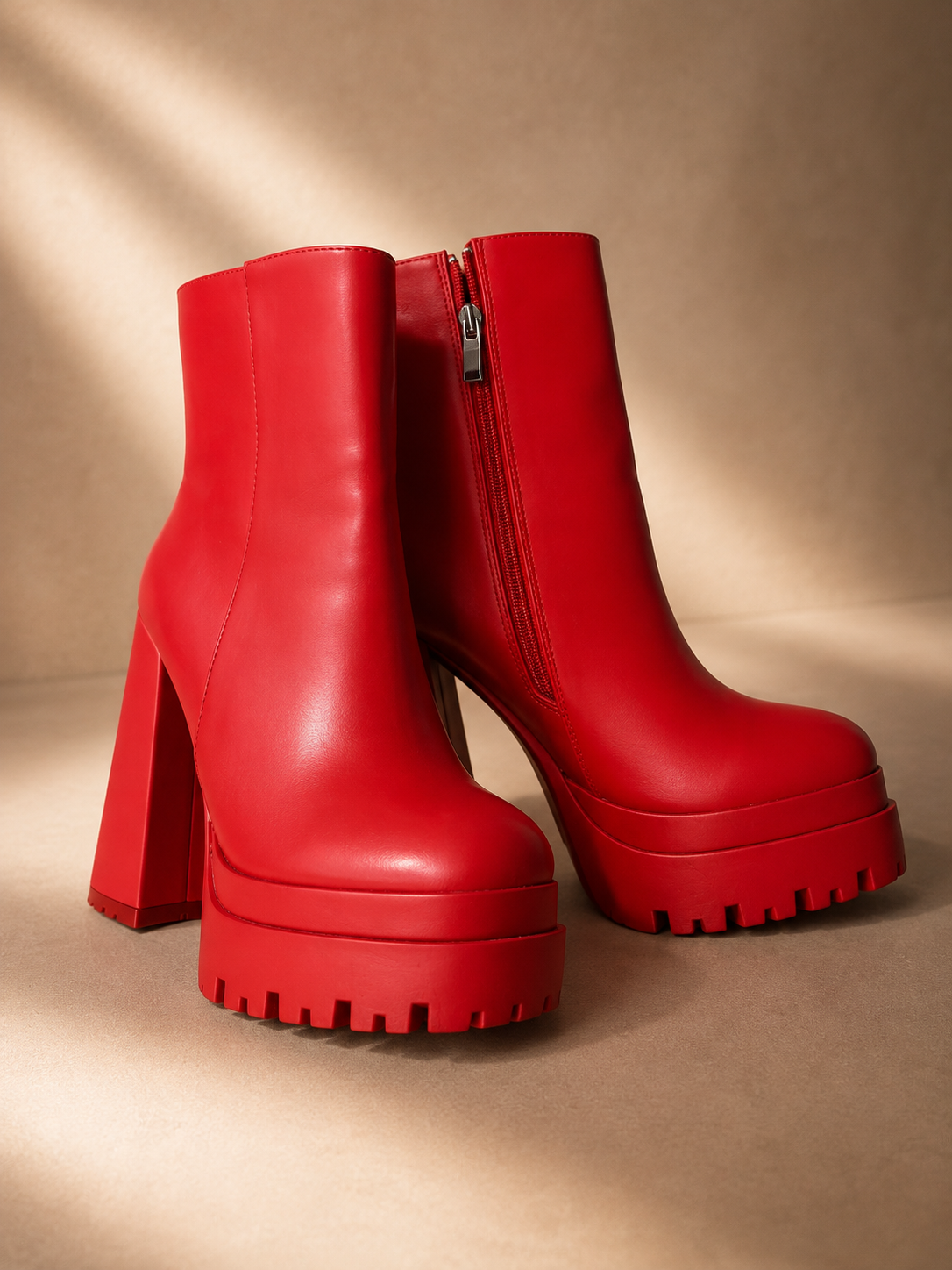 Women's Red Platform Ankle Boots