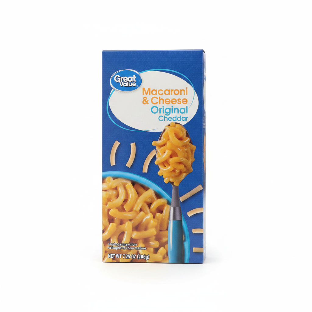 Great Value Macaroni & Cheese – Clean Product Photo