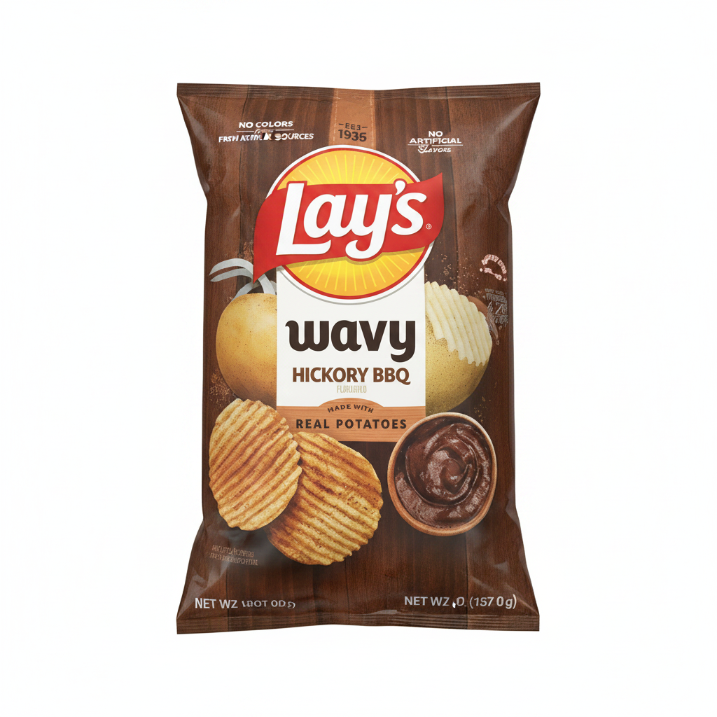 Lay's Wavy Hickory BBQ Flavored Potato Chips bag