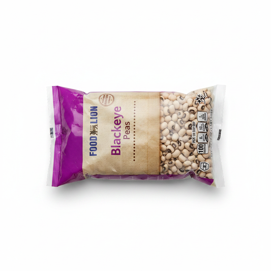 Food Lion Blackeye Peas 16 oz bag on clean white background