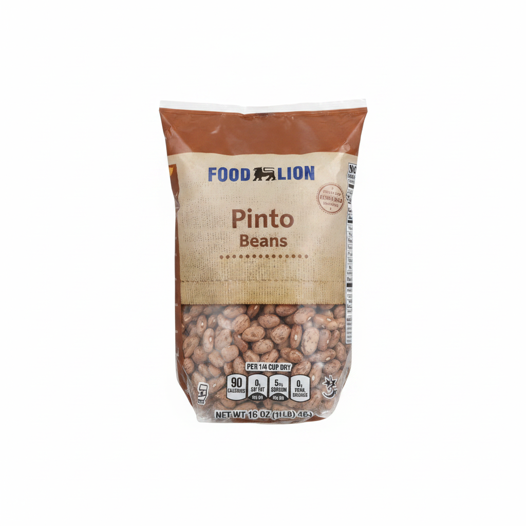 Food Lion Pinto Beans 16 oz bag on clean white background