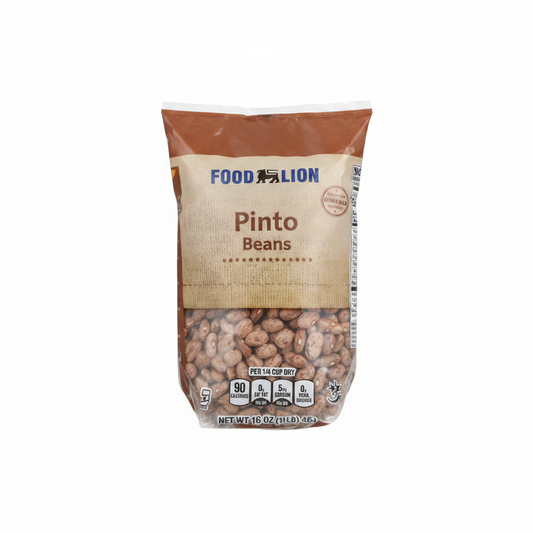 Food Lion Pinto Beans 16 oz bag on clean white background