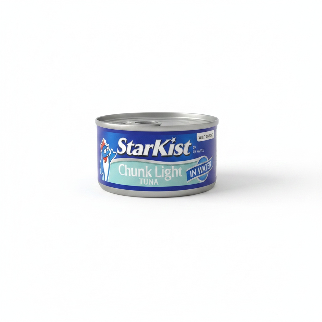 StarKist Chunk Light Tuna in Water 5 oz can on clean white background