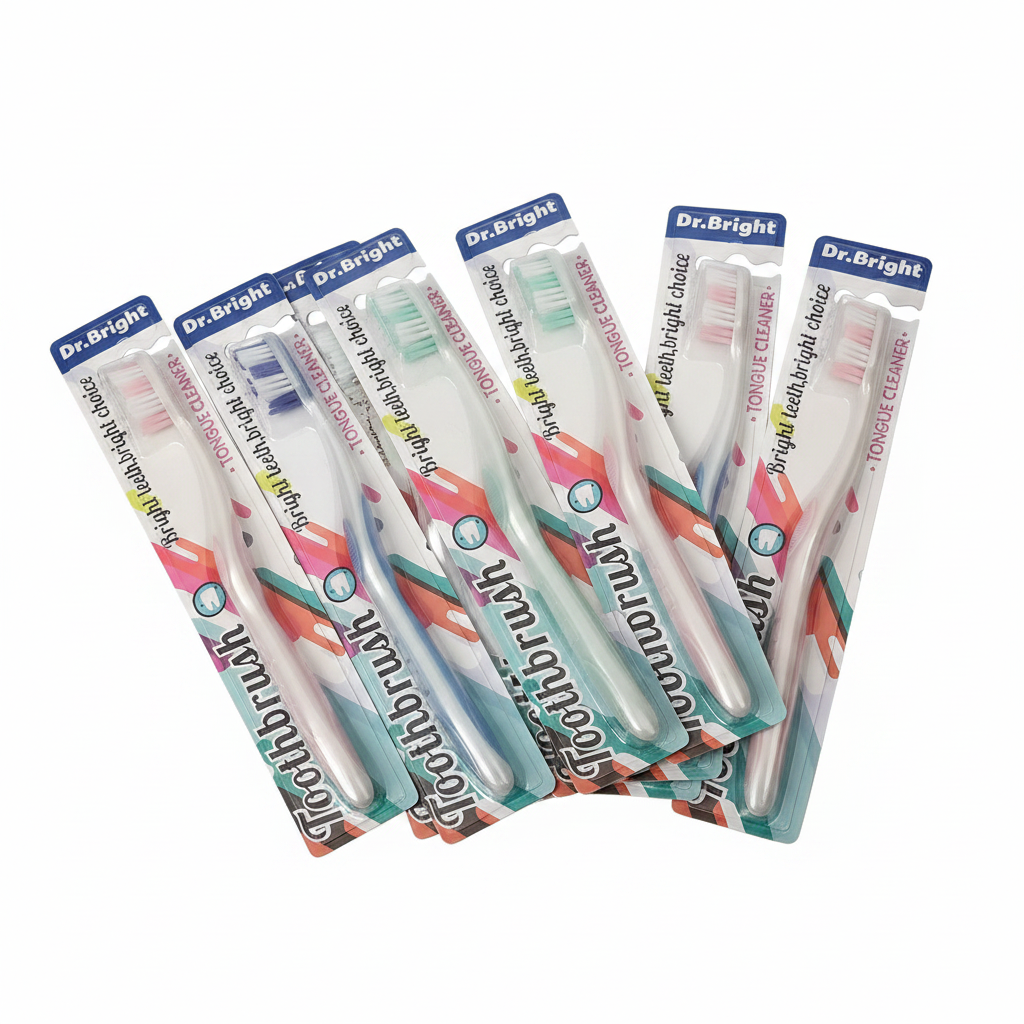 Dr. Bright Toothbrush with Tongue Cleaner assorted colors