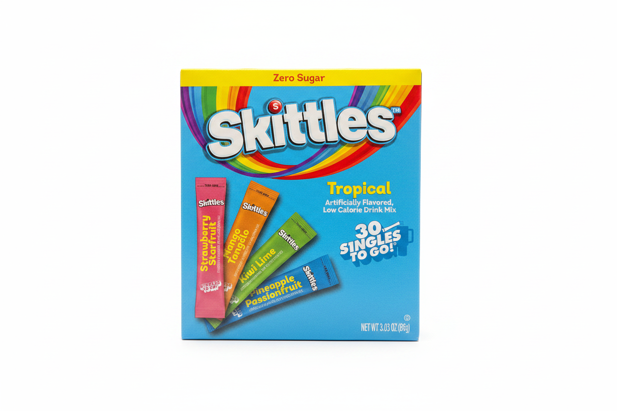 Skittles Zero Sugar Tropical Singles To Go Clean Product Photo
